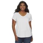 Juniors' Plus Size So&reg; Short Sleeve V-neck Tee, Girl's, Size: 1xl, White