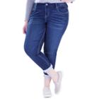 Juniors' Plus Size Amethyst Cuffed Skinny Jeans, Teens, Size: 16 W, Dark Blue