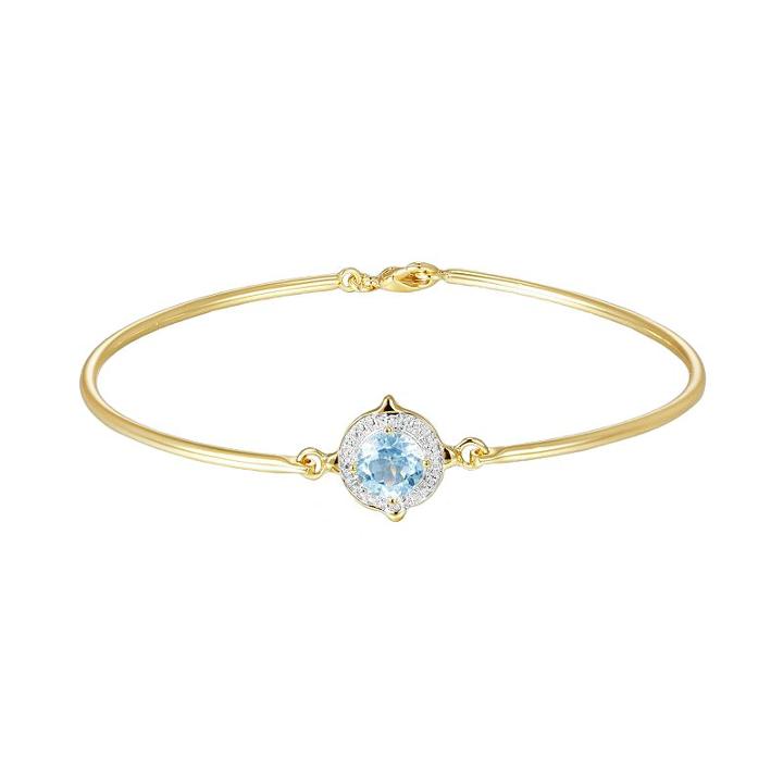 18k Gold Plate Sky Blue Topaz And Diamond Accent Bracelet, Women's, Size: 7.25