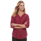 Women's Apt. 9&reg; Roll-tab Chiffon Tunic Top, Size: Small, Dark Red
