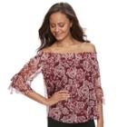 Juniors' Iz Byer Floral Off-the-shoulder Top, Teens, Size: Small