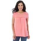 Women's Ab Studio Eyelet Swing Tee, Size: Xlrg Av/rg, Med Pink