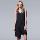 Women's Simply Vera Vera Wang Ruffle Cascade Shift Dress, Size: Large, Black