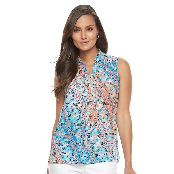 Women's Dana Buchman Smocked Top, Size: Xl, Blue