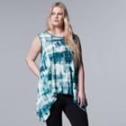 Plus Size Simply Vera Vera Wang Print Handkerchief Tank, Women's, Size: 1xl, Blue (navy)