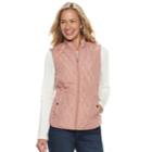 Women's Croft & Barrow&reg; Classic Quilted Vest, Size: Large, Med Pink