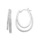 Sterling Silver 1/3 Carat T.w. Diamond Double U-hoop Earrings, Women's, White