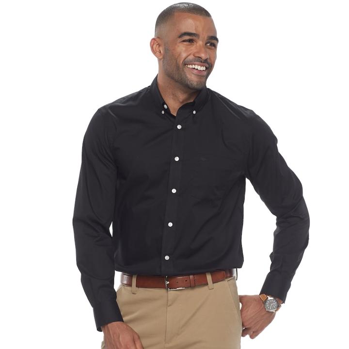Men's Dockers Classic-fit Comfort Stretch Button-down Shirt, Size: Xl, Black