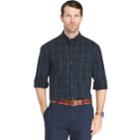 Men's Izod Regular-fit Tartan Plaid Button-down Shirt, Size: Xxl, Black