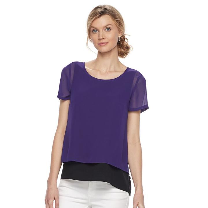 Women's Dana Buchman Chiffon Popover Top, Size: Medium, Purple
