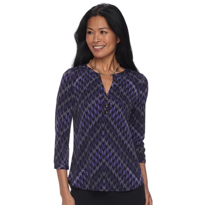 Women's Dana Buchman Knit Henley Top, Size: Small, Purple