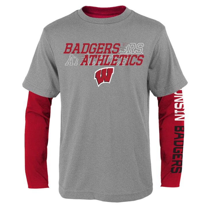 Boys 8-20 Wisconsin Badgers United Tee Set, Size: M 10-12, Grey