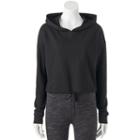 Juniors' So&reg; Perfectly Soft Cropped Long Sleeve Hoodie, Teens, Size: Large, Black
