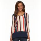 Women's Croft & Barrow&reg; Handkerchief-hem Top, Size: Xs, Beig/green (beig/khaki)