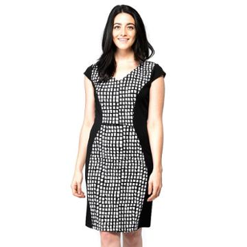 Women's Ile New York Check Sheath Dress, Size: 10, Black