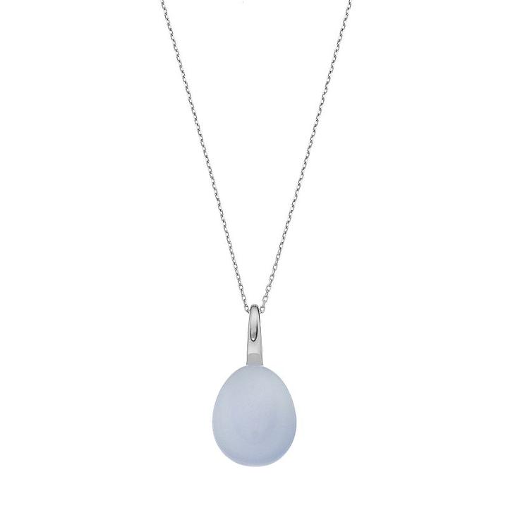 Sterling Silver Blue Chalcedony Cabochon Teardrop Pendant, Women's, Size: 18