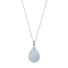 Sterling Silver Blue Chalcedony Cabochon Teardrop Pendant, Women's, Size: 18