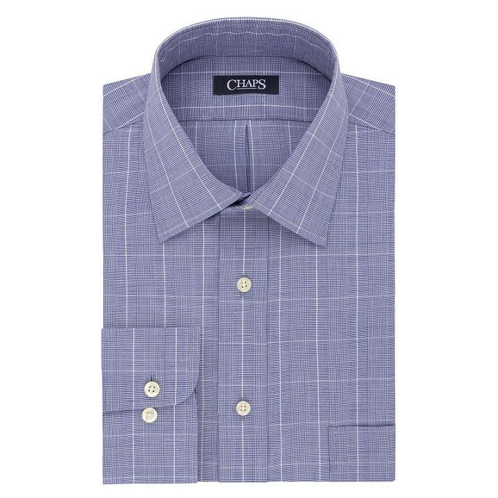 Men's Chaps Regular-fit No-iron Stretch Spread-collar Dress Shirt, Size: 16.5-34/35, Brt Blue
