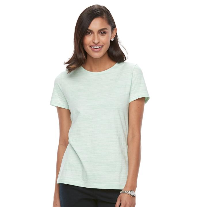 Women's Croft & Barrow&reg; Essential Crewneck Tee, Size: Large, Lt Green