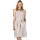 Women's Larry Levine Fit & Flare Gingham Dress, Size: Small, Beige Oth