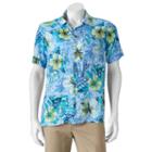 Men's Caribbean Joe Classic-fit Convertible-collar Tropical Button-down Shirt, Size: Large, Lt Green