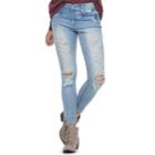Juniors' Mudd&reg; Destructed Cuffed Skinny Jeans, Teens, Size: 15, Light Blue