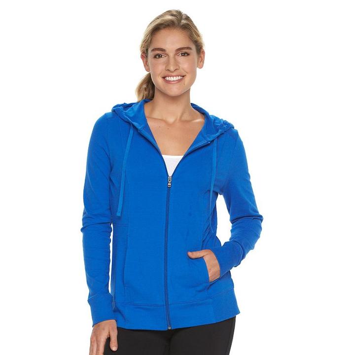 Women's Tek Gear&reg; Dry Tek Long Sleeve Hoodie, Size: Large, Blue (navy)