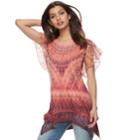 Women's World Unity Lace Shark-bite Top, Size: Medium, Orange
