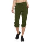 Women's Tek Gear&reg; Ruched Woven Capris, Size: Large, Dark Green