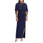Women's Chaps Popover Full-length Evening Dress, Size: 4, Blue (navy)