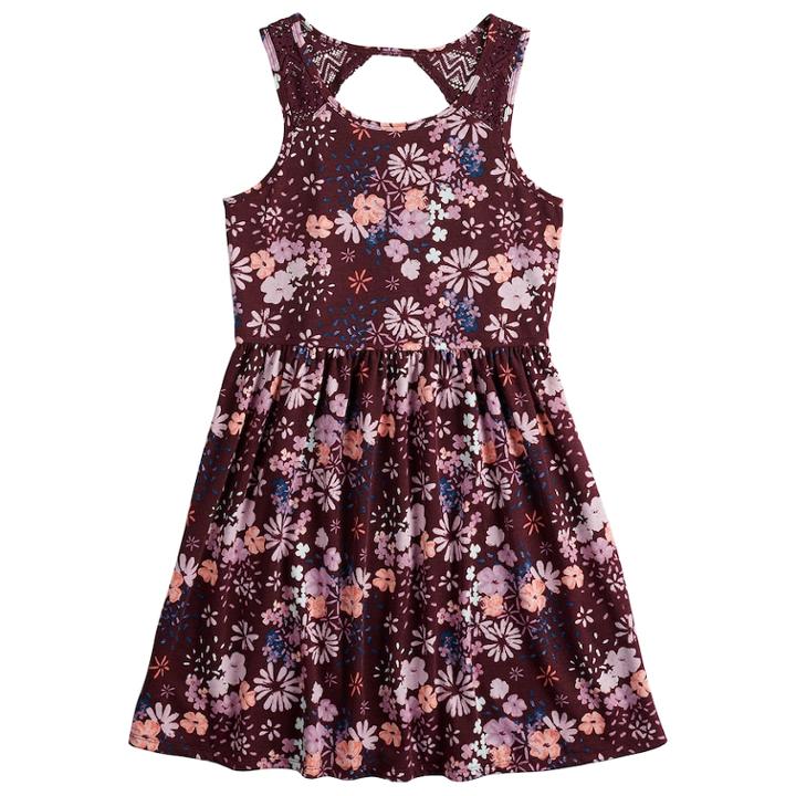 Girls 7-16 & Plus Size Mudd&reg; Crocheted Yoke Sleeveless Dress, Size: S/7-8, Med Purple
