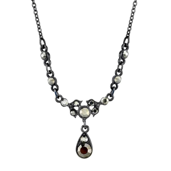 Downton Abbey Jet Tone Teardrop Necklace, Women's, Size: 16, Black