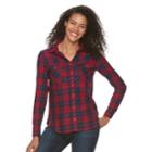 Women's Lee Plaid Logo Boyfriend Shirt, Size: Xl, Red