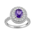 14k White Gold Amethyst & 9/10 Carat T.w. Diamond Oval Halo Engagement Ring, Women's, Size: 6, Purple