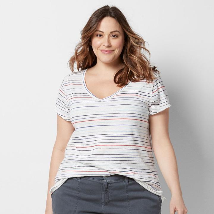 Plus Size Sonoma Goods For Life&trade; Double-v-neck Tee, Women's, Size: 3xl, Med Red