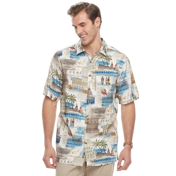 Big & Tall Batik Bay Classic-fit Tropical Button-down Shirt, Men's, Size: L Tall, Med Beige