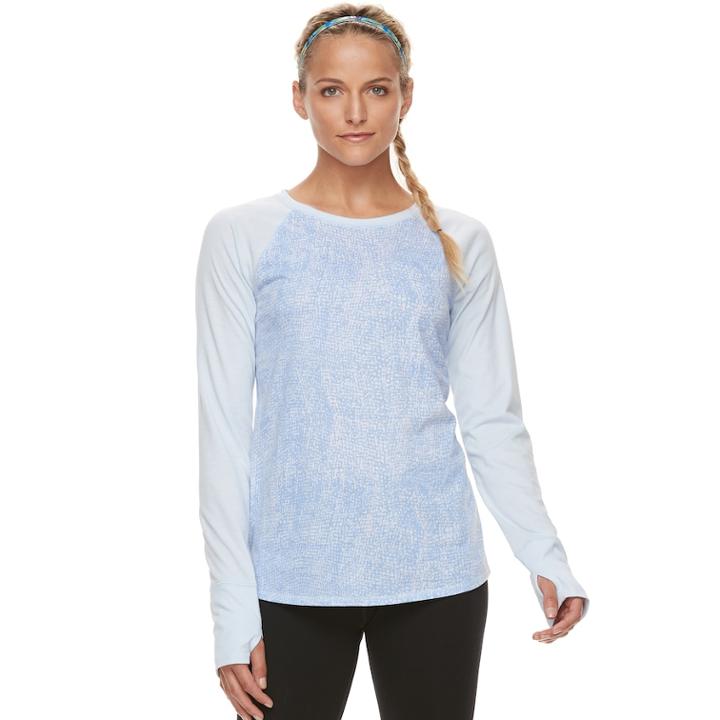 Women's Tek Gear&reg; Raglan Long Sleeve Tee, Size: Xs Long, Med Blue