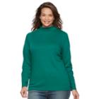 Plus Size Croft & Barrow&reg; Mockneck Long Sleeve Tee, Women's, Size: 1xl, Dark Green