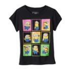 Girls 4-6x Despicable Me Minions Glitter Tee, Size: 6, Black