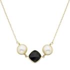 Freshwater Cultured Pearl & Onyx 14k Gold Necklace, Women's, Size: 18, Black