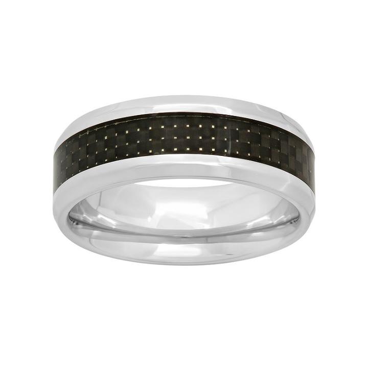 Stainless Steel & Carbon Fiber Band - Men, Size: 13.50, Black