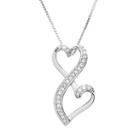 Love Is Forever Sterling Silver 1/5-ct. T.w. Diamond Double Heart Pendant, Women's, White