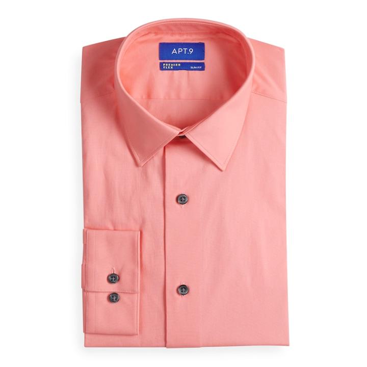 Men's Apt. 9&reg; Slim-fit Flex Collar Dress Shirt, Size: 17 36/37, Lt Orange