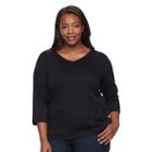 Plus Size Croft & Barrow&reg; Solid V-neck Tee, Women's, Size: 3xl, Black