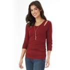 Juniors' Iz Byer California Cutout-shoulder Ruched Top, Teens, Size: Small, Dark Red