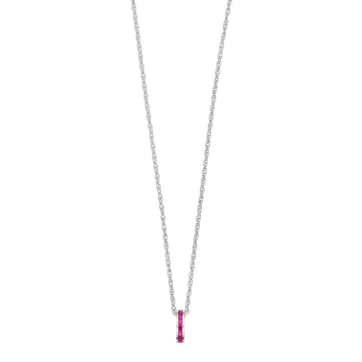 Traditions Sterling Silver Channel-set Lab-created Ruby Birthstone Pendant Necklace, Women's, Size: 18, Red