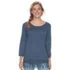 Women's Sonoma Goods For Life&trade; Fringe V-neck Sweater, Size: Xl, Dark Blue