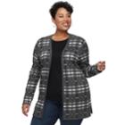 Plus Size Croft & Barrow&reg; Geometric Extra Cozy Cardigan, Women's, Size: 4xl, Oxford
