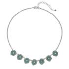 Silver Tone Aqua Flower Necklace, Women's, Turq/aqua