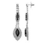 Double Marquise Black Stone Drop Earrings, Women's, Oxford